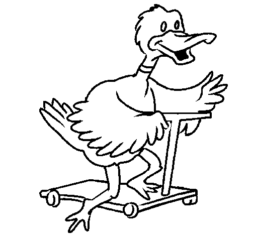 Desenho de Pato em patins para Colorir