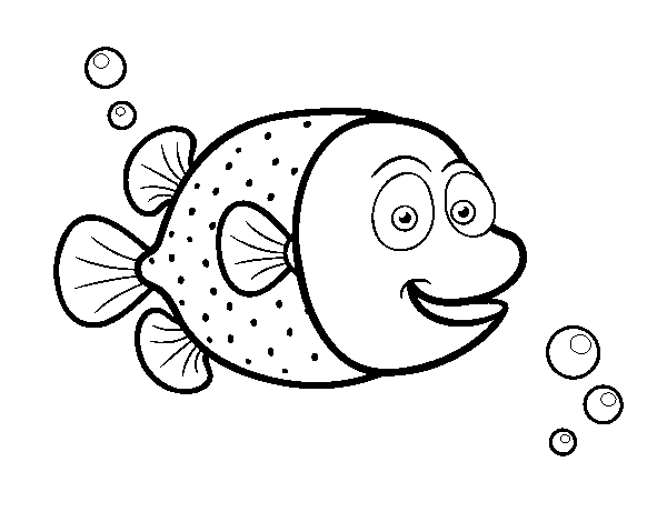 Desenho de Peixe-balão de pontos brancos para Colorir