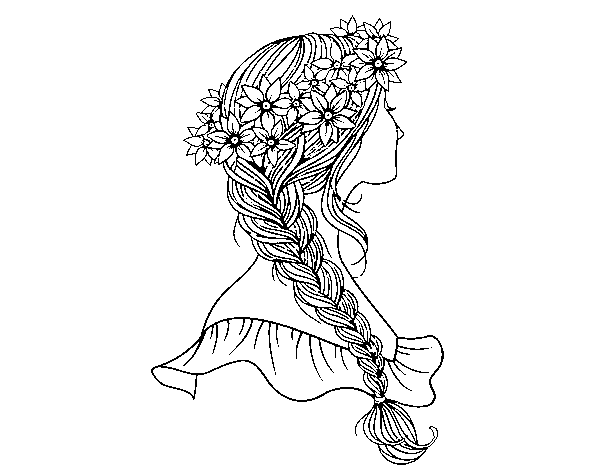 Desenho de Penteado com trança para Colorir