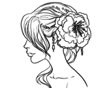 Desenho de Penteado de casamento com flor para colorear