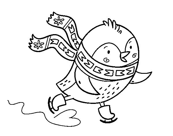 Desenho de Pequena patinação de aves para Colorir