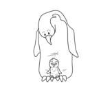 Desenho de  Pinguim com seu bebê para colorear