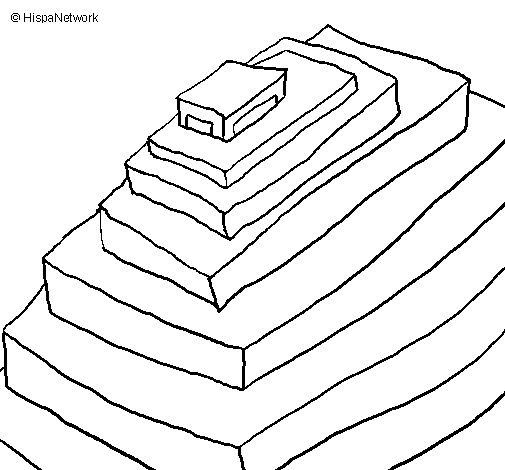 Desenho de Pirâmide maia para Colorir