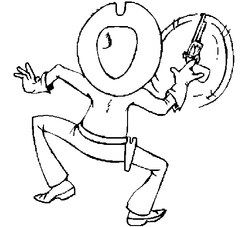 Desenho de Pistolero de costas para Colorir