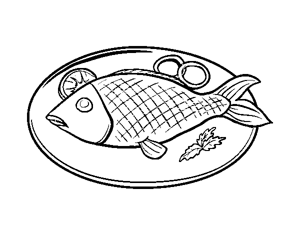 Desenho de Placa de peixes para Colorir