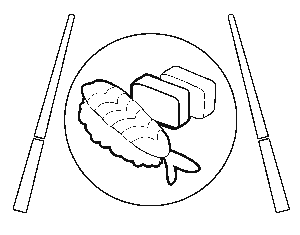 Desenho de Placa de Sushi para Colorir