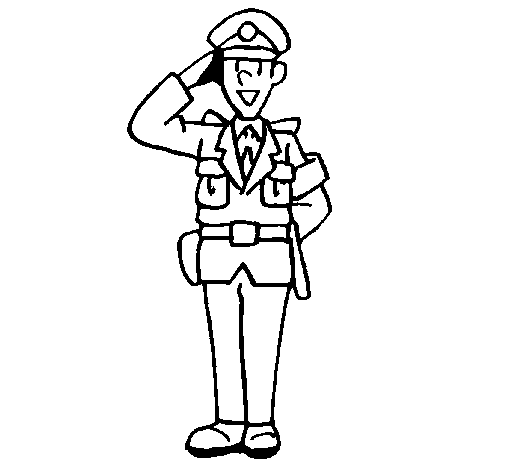 Desenho de Polícia a saudar para Colorir