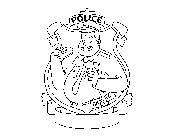 Desenho de Polícia com filhós para Colorir