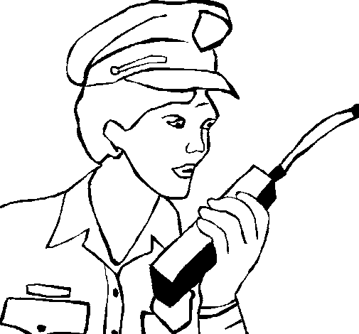 Desenho de Polícia com um walkie para Colorir