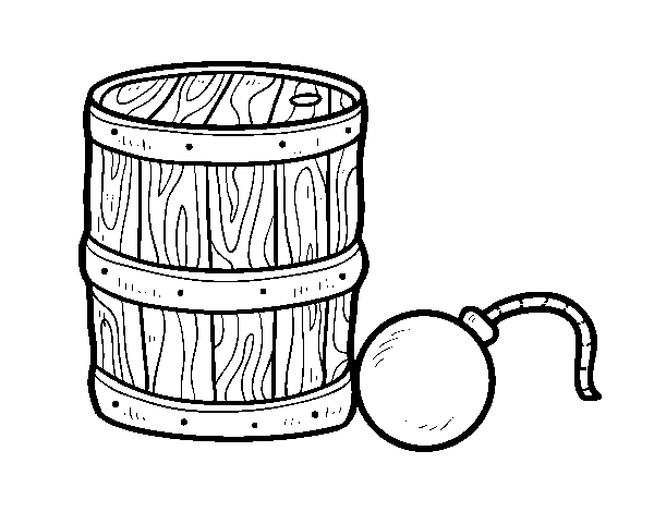 Desenho de Pólvora e bomba pirata para Colorir