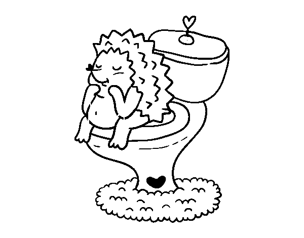 Desenho de Porco-espinho no banheiro para Colorir