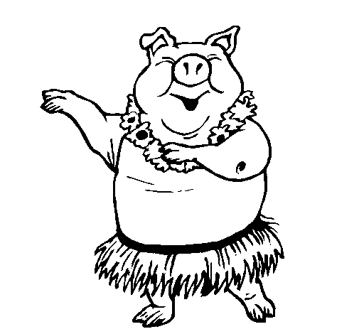 Desenho de Porco havaiano para Colorir
