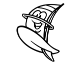Dibujo de Prancha windsurf feliz