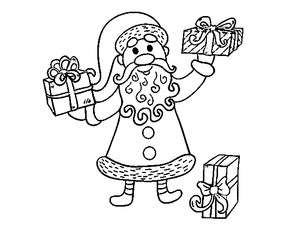 Desenho de Presentes de Papai Noel para Colorir