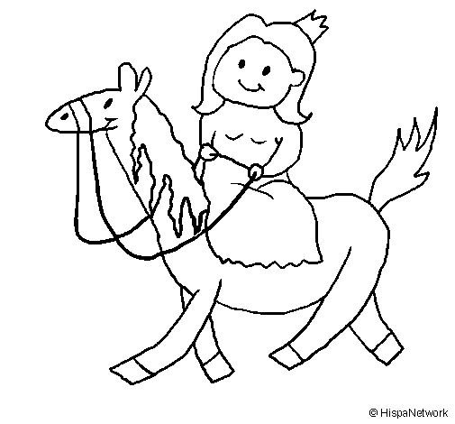 Desenho de Princesa a cavalo para Colorir