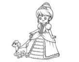 Desenho de Princesa com cachorro para colorear