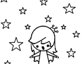 Desenho de Princesa com estrelas para colorear