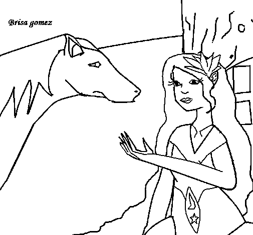 Desenho de Princesa e cavalo para Colorir