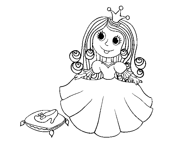 Desenho de Princesa sapatinho de cristal para Colorir