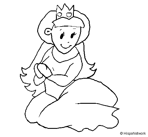 Desenho de Princesa sentada para Colorir