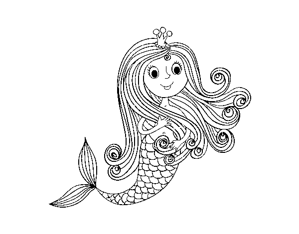 Desenho de Princesa sereia para Colorir