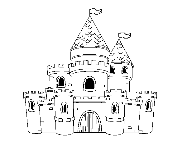 Desenho de Princesas do castelo para Colorir