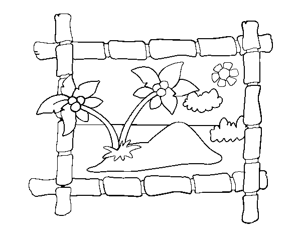 Desenho de Quadro com palmeiras para Colorir