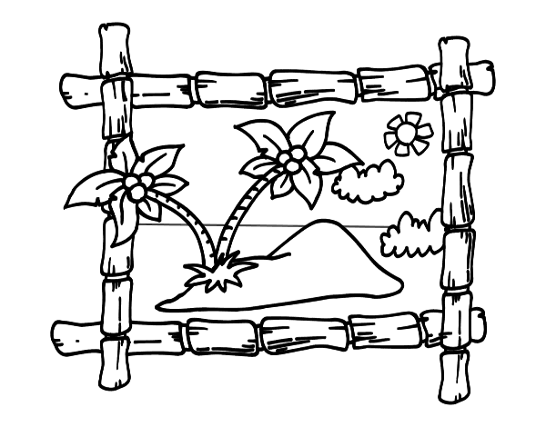 Desenho de Quadro com palmeiras para Colorir - Colorir.com