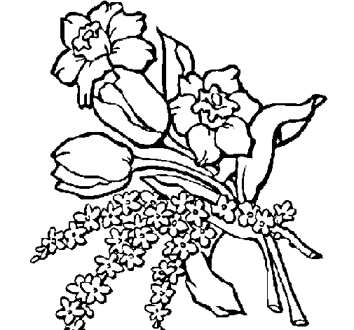 Desenho de Ramo de flores para Colorir