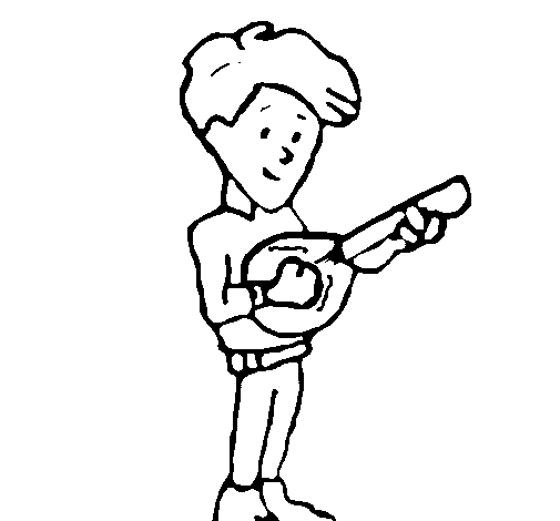 Desenho de Rapaz com o bandolim para Colorir