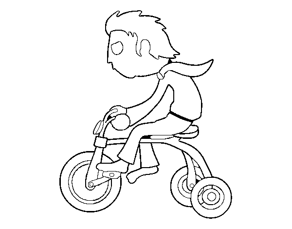 Desenho de Rapaz no triciclo para Colorir