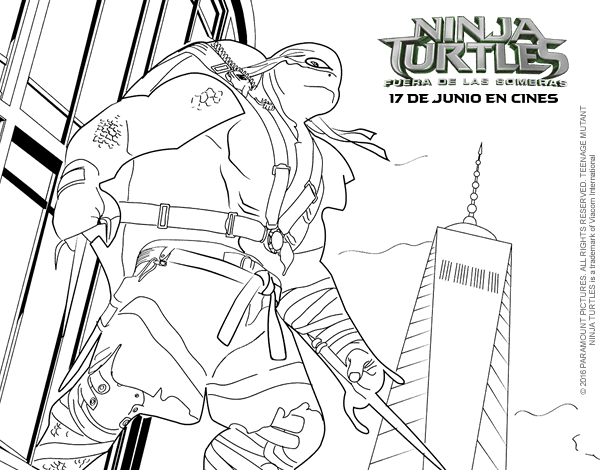 Desenho de Leonardo das Tartarugas Ninjas para colorir