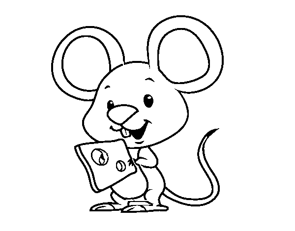 Desenho de Ratinho com queijo para Colorir