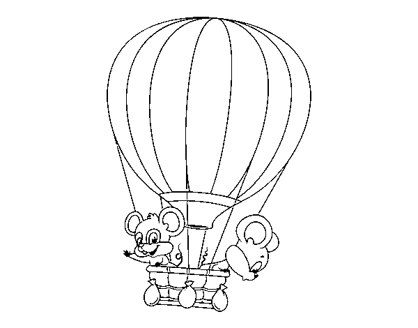 Desenho de Ratos em um balão para Colorir