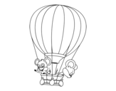 Desenho de Ratos em um balão para colorear