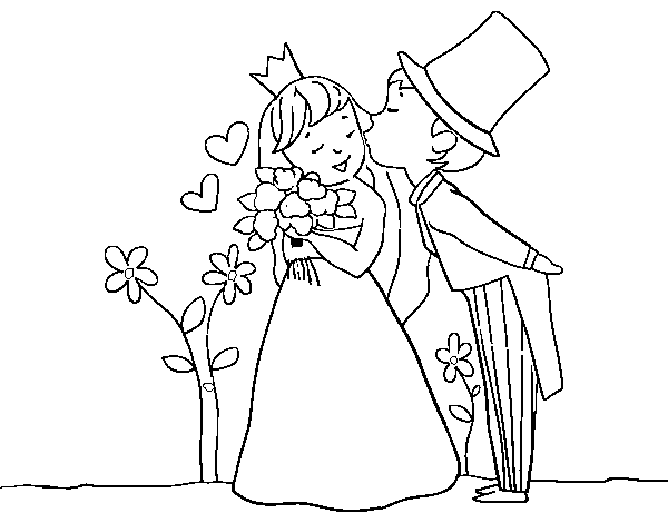 Desenho de Recém-casados príncipes para Colorir
