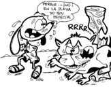 Desenho de  Renato atacado por um cão para colorear
