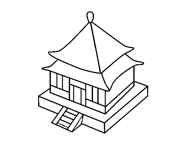 Desenho de Residência japonesa para Colorir