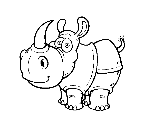 Desenho de Rinoceronte-de-java para Colorir