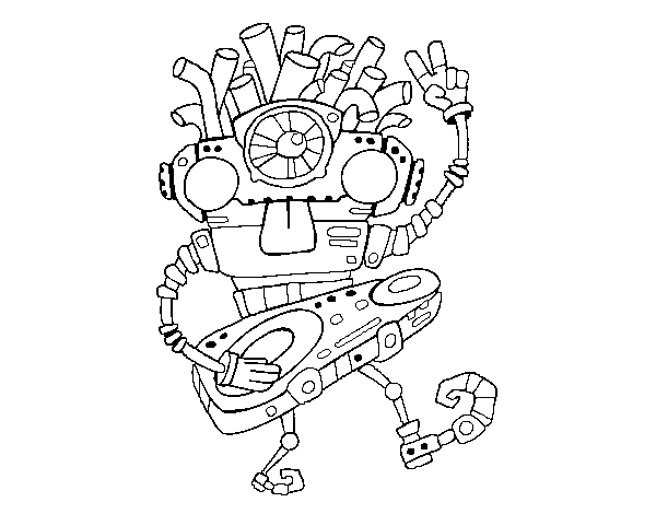 Desenho de Robô DJ para Colorir