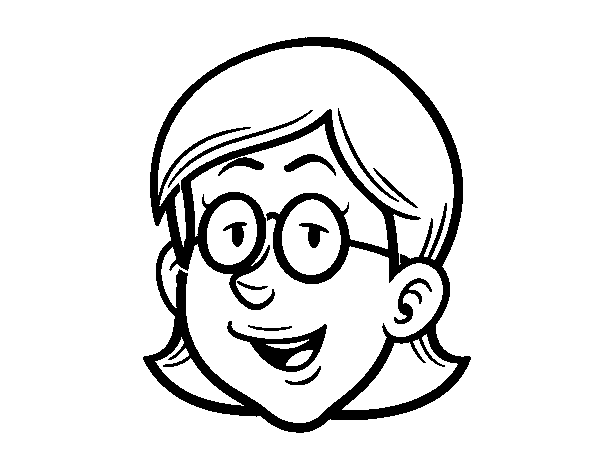 Desenho de Rosto de menina com óculos para Colorir