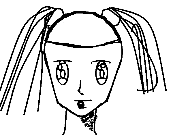 Desenho de Rosto de menina com tranças para Colorir