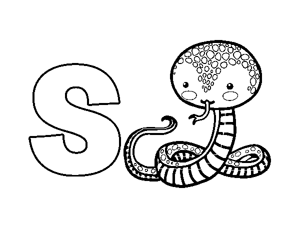 Desenho de S de Serpente para Colorir