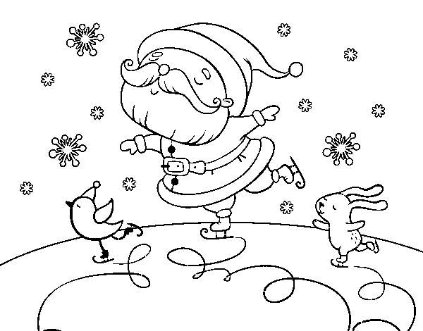 Desenho de Santa Claus a patinar para Colorir