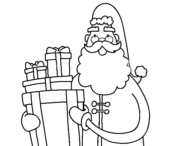 Desenho de Santa Claus com presentes para Colorir