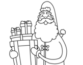 Desenho de Santa Claus com presentes para colorear