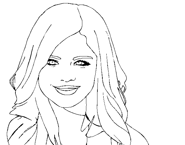 Desenho de Selena Gomez sorrindo para Colorir