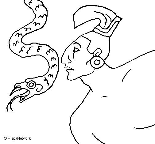 Desenho de Serpente e guerreiro para Colorir