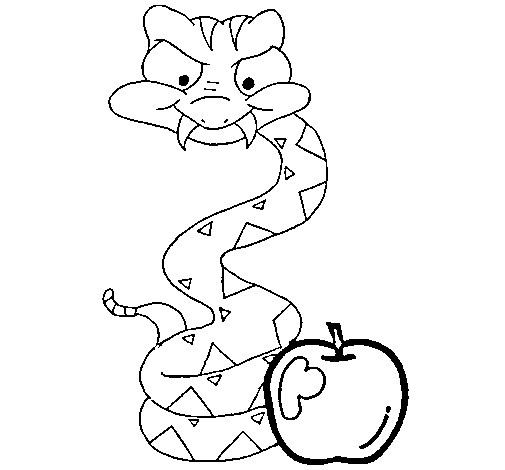 Desenho de Serpente e maçã para Colorir