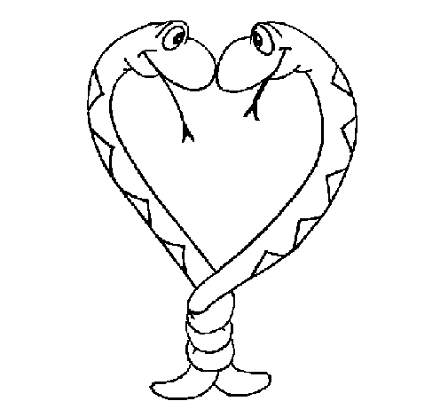 Desenho de Serpentes apaixonadas para Colorir